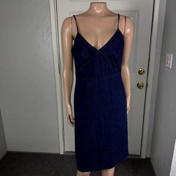 Vintage Y2K Old Navy Denim Women's Dress 8 100% Cotton Jean Casual Dark JJ12 - Picture 1 of 7